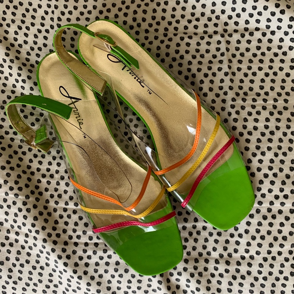 Vintage 80s colorful clear vinyl block heels